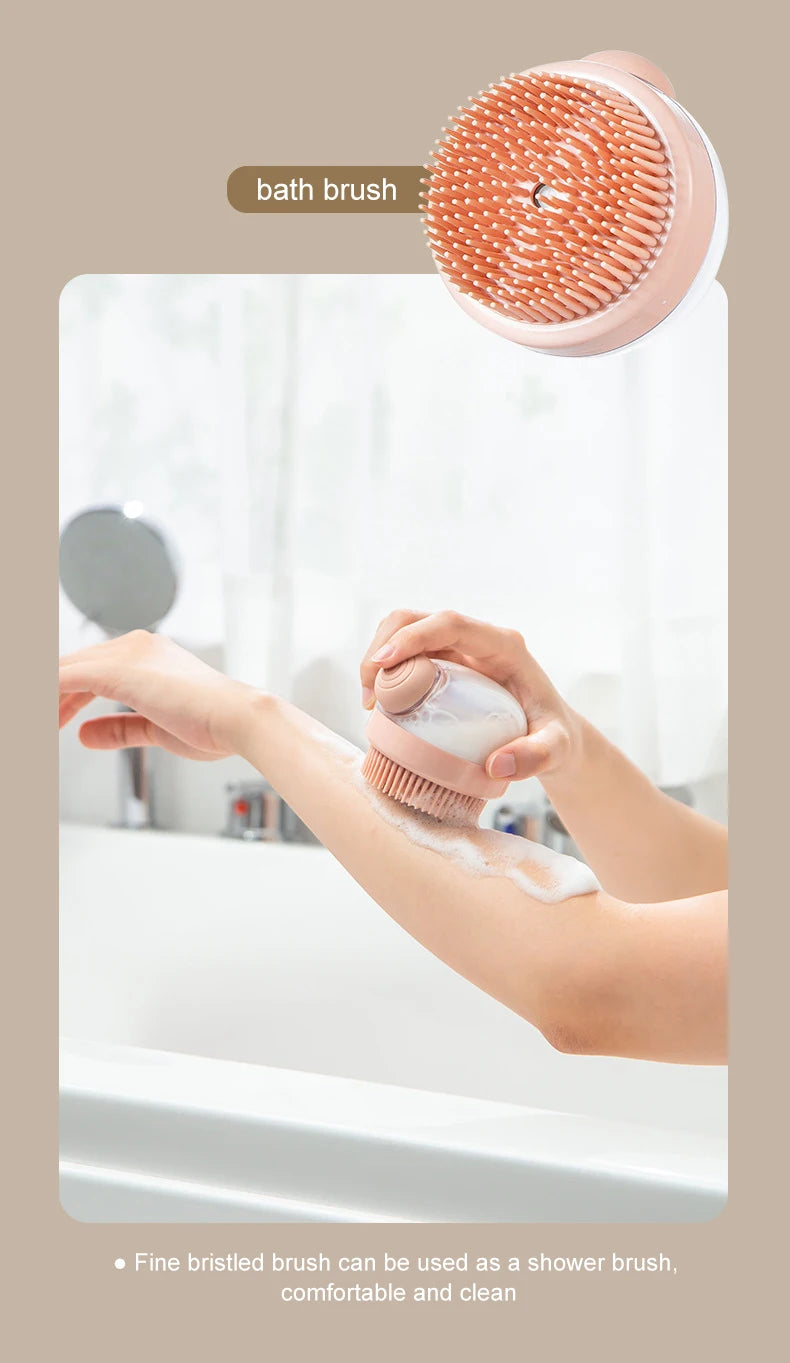 Pet Bath Brush With Shampoo Dispenser