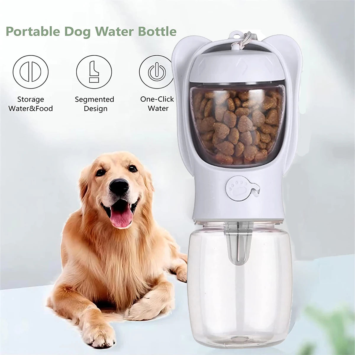 Dog Water Bottle with Detachable Food Container